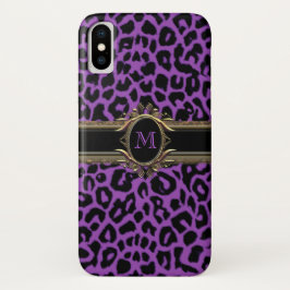 Lila Leopard-Monogramm-Tierdruck iPhone X Fall Case-Mate iPhone Hülle
