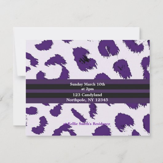 Lila Leopard Muster Bridal Dusche Einladung (Rückseite)