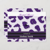 Lila Leopard Muster Bridal Dusche Einladung (Vorne/Hinten)