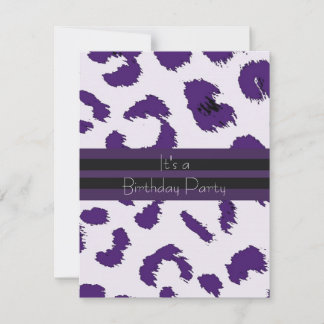 Lila Leopard Muster Geburtstagsparty Einladung
