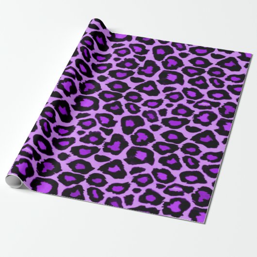 Lila Leopard-Muster Geschenkpapier (Ungerollt)