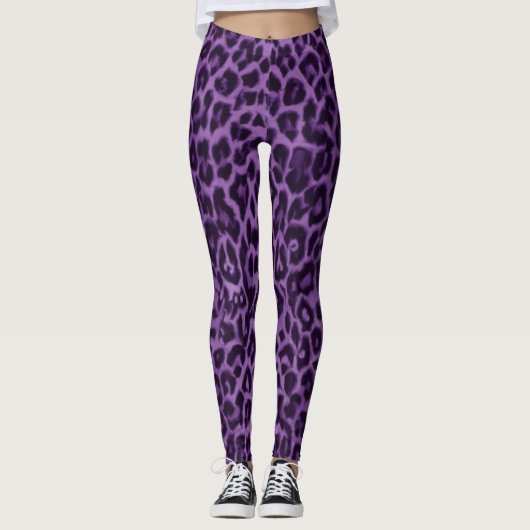 Lila Leopard-Muster - Leggings für Tierdrucke (Vorderseite)