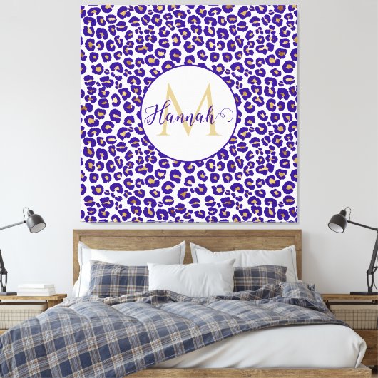 Lila Leopard-Muster Leinwanddruck (Insitu (Schlafzimmer))