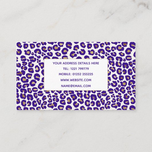 Lila Leopard-Muster Visitenkarte (Rückseite)