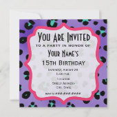 Lila Leopard-Party Einladung (Vorderseite)