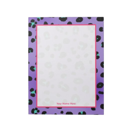 Lila Leopard Personalisiert Notepad Notizblock (Rotiert)