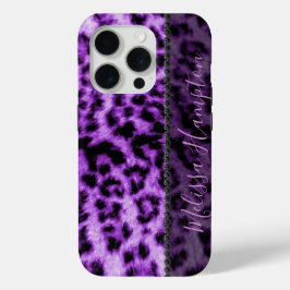 Lila Leopard Print & Black Diamonds - Name hinzufü Case-Mate iPhone Hülle