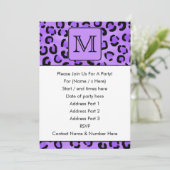 Lila Leopard Print Custom Monogram. Einladung (Stehend Vorderseite)