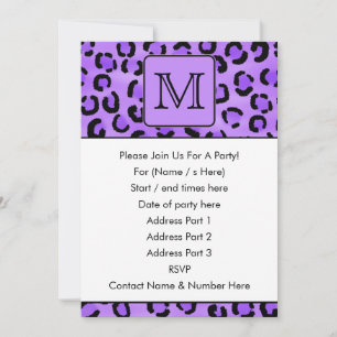 Lila Leopard Print Custom Monogram. Einladung