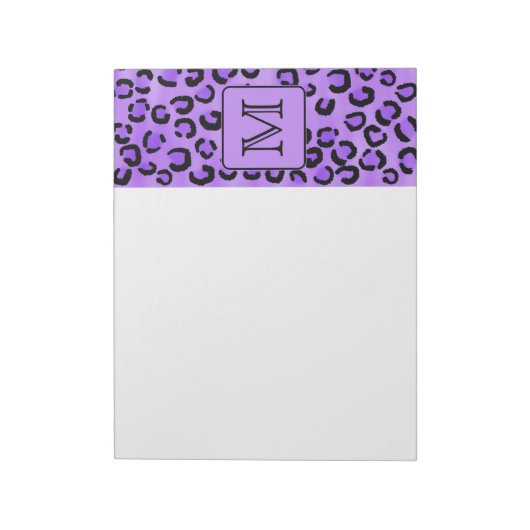 Lila Leopard Print Custom Monogram. Notizblock (Rotiert)