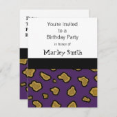 Lila Leopard Print Geburtstagseinladungen Einladung (Vorne/Hinten)