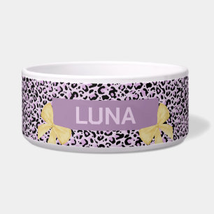 Lila Leopard Print Gold Bow Pet Napf