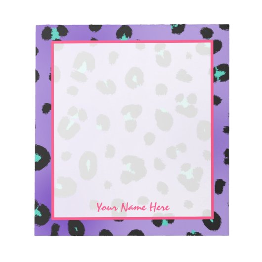 Lila Leopard Print Personalisiert Notepad Notizblock (Vorderseite)