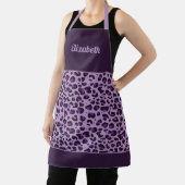 Lila leopard print trendy mädchen mit name schürze (InSitu)