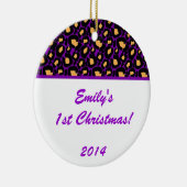 Lila Leopard Spot Personalisierter Name Ornament (Rechts)