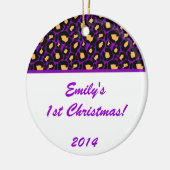 Lila Leopard Spot Personalisierter Name Ornament (Links)