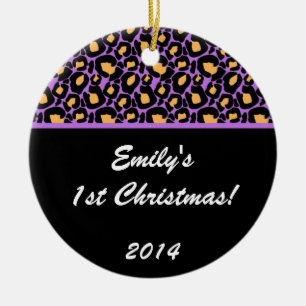 Lila Leopard Spot Personalisierter Name Ornament