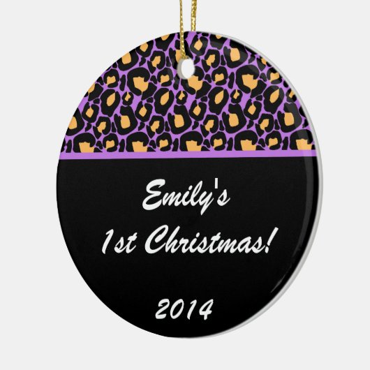 Lila Leopard Spot Personalisierter Name Ornament (Links)