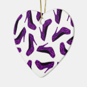 Lila Leopard-Tierdruck-hohe Fersen-Schuh-Druck Keramikornament (Links)