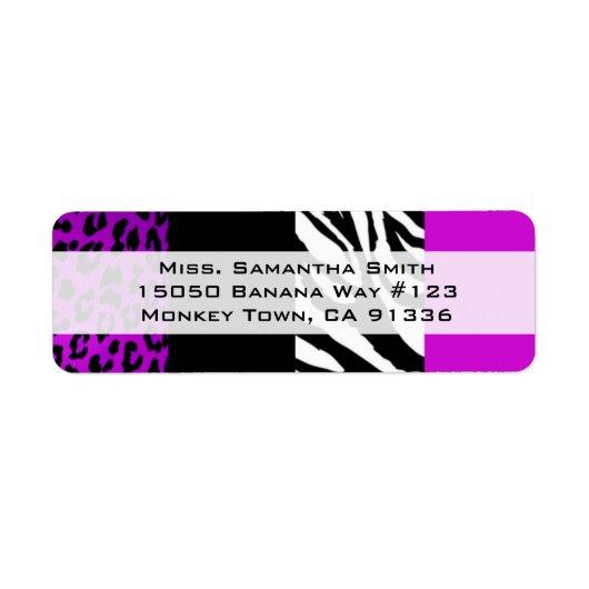 Lila Leopard- und Zebra-Rücksendeadresse (Vorne)