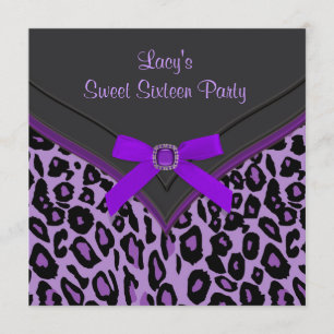 Lila-Leoparden-Sweet-16-Party Einladung