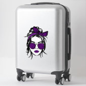 Lila Leopardenband und Brille Aufkleber (Koffer)