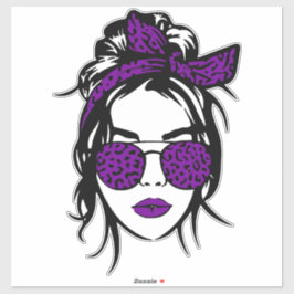 Lila Leopardenband und Brille Aufkleber