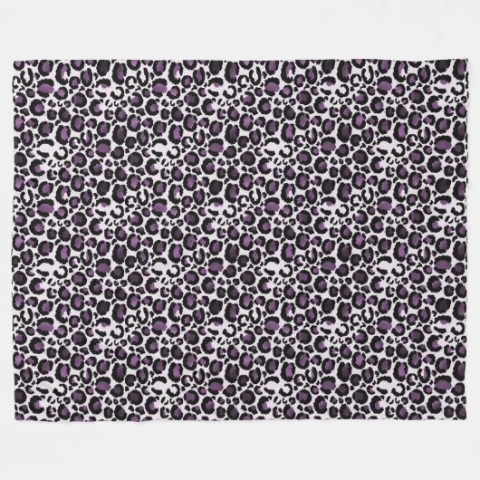 Lila Leopardendruck Fleecedecke (Vorderseite (Horizontal))