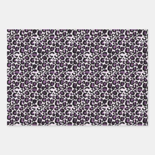 Lila Leopardendruck Geschenkpapier Set (Vorderseite)