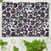 Lila Leopardendruck Geschirrtuch (Gefaltet)