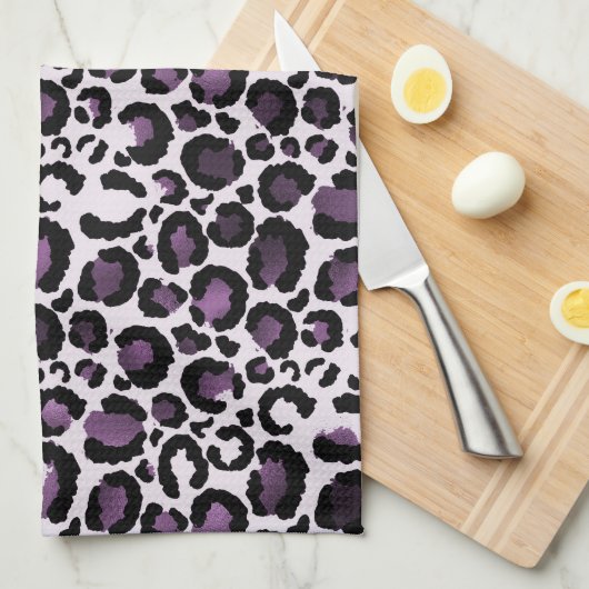Lila Leopardendruck Geschirrtuch (Viertel Falte)