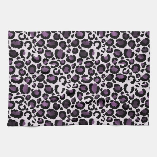Lila Leopardendruck Geschirrtuch (Horizontal)