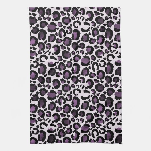 Lila Leopardendruck Geschirrtuch (Vertikal)