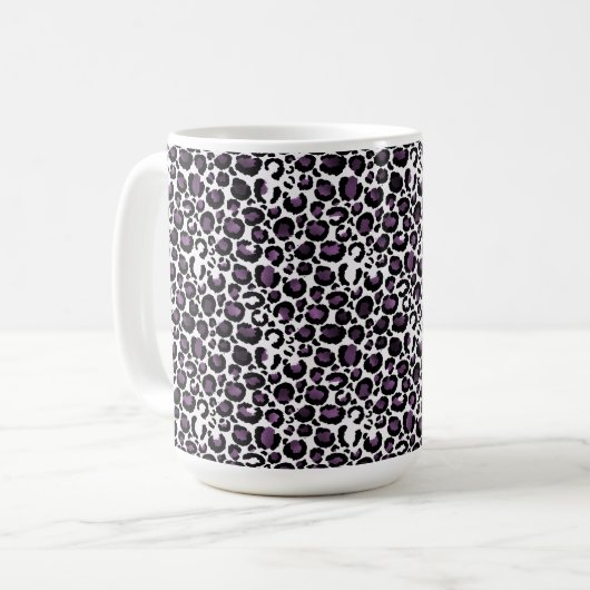 Lila Leopardendruck Kaffeetasse (Vorderseite Links)