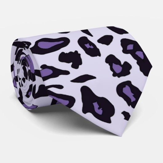 Lila Leopardendruck Krawatte (Gerollt)
