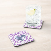 Lila Leopardendruck mit Herzdesign Getränkeuntersetzer (Rechte Seite)