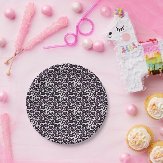 Lila Leopardendruck Pappteller (Party)
