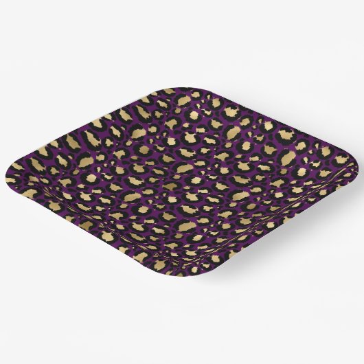 Lila Leopardendruck Pappteller (Gewinkelt)
