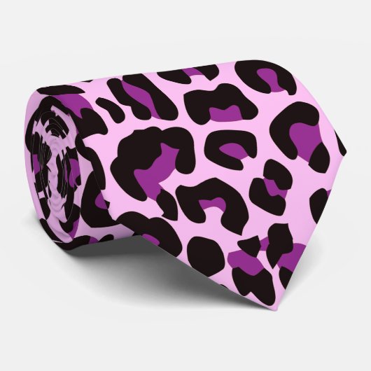 Lila Leopardendrucke Krawatte (Gerollt)