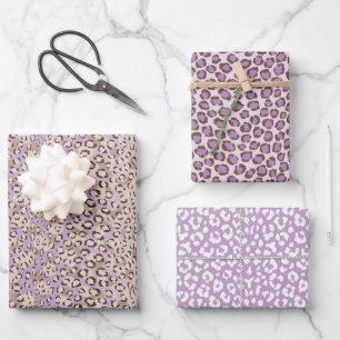 Lila Leopardenpapier Geschenkpapier Set