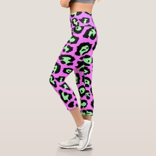 Lila Leopardrucke Capri Leggings