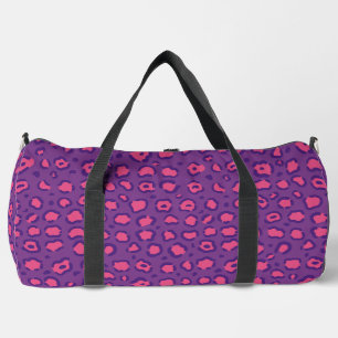 Lila Leopardrucke Duffle Bag
