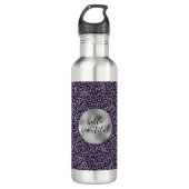 Lila Leopardrucke Edelstahlflasche (Vorderseite)