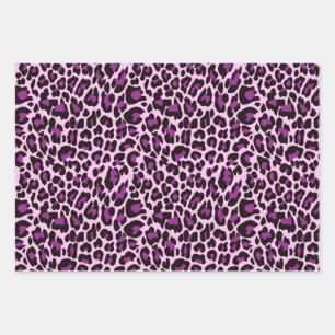 Lila Leopardrucke Geschenkpapier Set