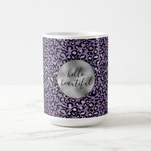 Lila Leopardrucke Kaffeetasse
