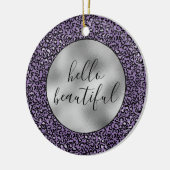 Lila Leopardrucke Keramik Ornament (Links)