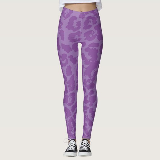 Lila Leopardrucke Leggings (Vorderseite)