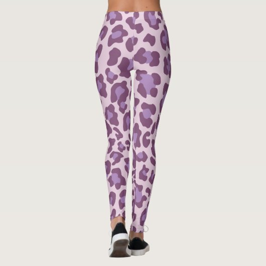 Lila Leopardrucke Leggings (Rückseite)
