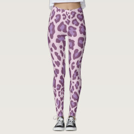 Lila Leopardrucke Leggings