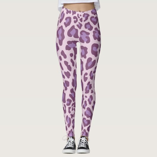 Lila Leopardrucke Leggings (Vorderseite)
